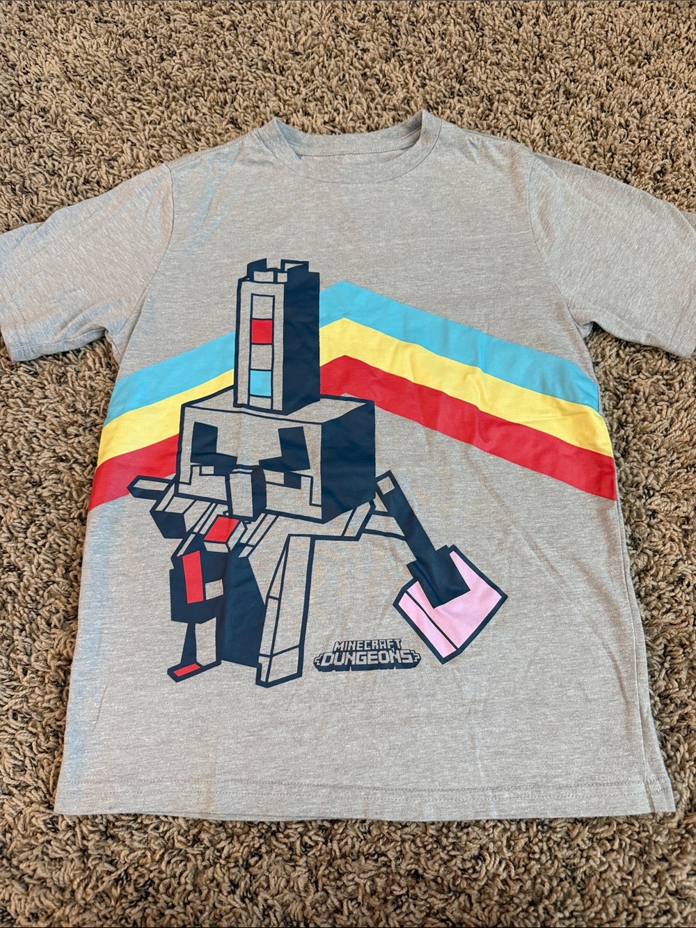 Kids' Gray Short Sleeve Tee with Multicolor Graphic